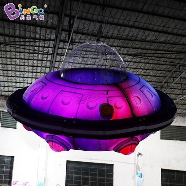 Outdoor Advertising Inflatable Colorful Lighting Spacecraft Models For Space Theme Decoration Inflation Ufo Balloon Party Event With Air Blower