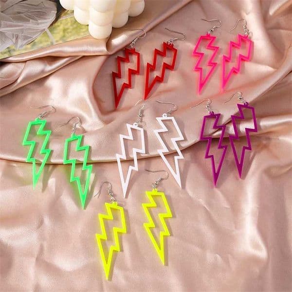 Fashion Candy Color Acrylic Lightning Drop Earrings for Women Cool Long Dangle Earrings Girls Party Festival Jewelry Gifts Z250530