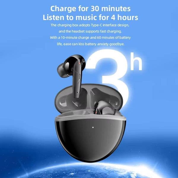 New Anc Enc Earphone Wireless Studio Digital Display Headphones
