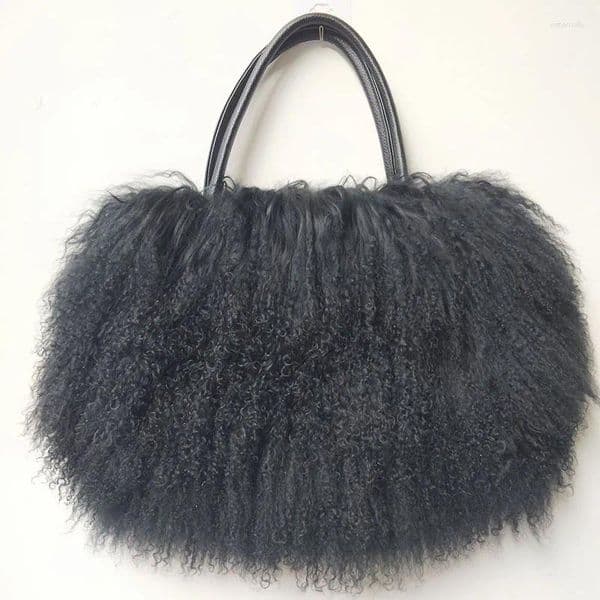 Coin Purses 2025 Winter Women Real Mongolia Lamb Fur Handbag Fashion Female Genuine Bag