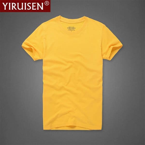 ONeck Solid Mens TShirt YiRuiSen Vintage 100% Cotton Fashion Homme Men Top Tees Casual Clothing Quality Soft Short Sleeve 250529