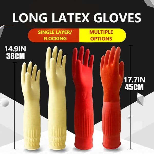 1 Pair S/M/L Red Flexible Rubber Clean Gloves Dish Washing Long Home Bathroom Cleaning Kitchen Accessories Plastic Gloves 250530
