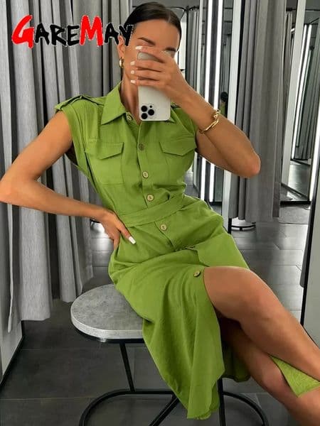 Womens Long Summer Dress Vintage A-line Casual Light Midi Dress Short Sleeve Elegant Blue Green Dress for Women 250529