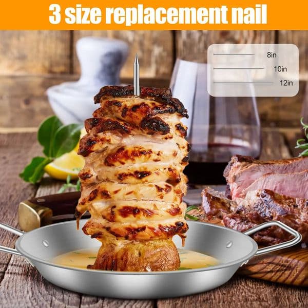 Vertical Meat Skewer Stainless Steel BBQ Vertical Skewer Grill with 3 Replacement Spikes Barbecue Vertical Skewer Grill Rack 250521