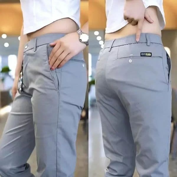 Summer 4 Colors Ice Silk Mens Casual Pants Sports Pants Simple Khaki Black Slim Straight Leg Stretch Casual Trousers 250528