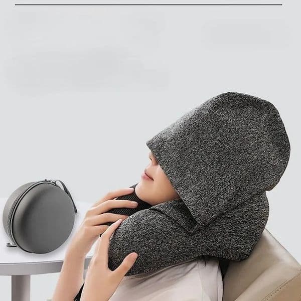 Memory foam-supported foldable travel neck pillow with stress-relieving U-shaped super soft contour hooded travel wrap pillow 251201