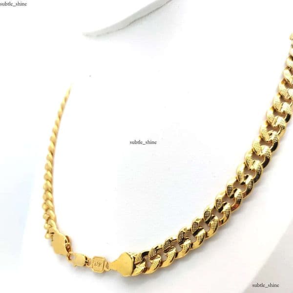 Handmade Dubai Men's Cuban Link Chain Necklace In 18 k IGI Stamped Gold Filled Pave Curb 12