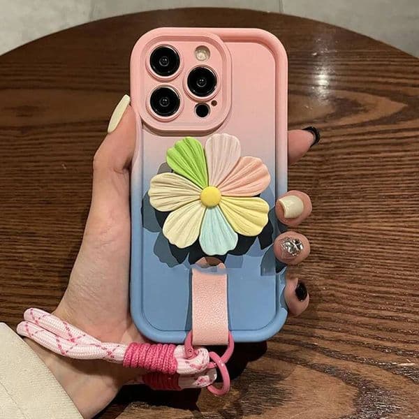 Luxury Gradient Multicolour Flower Holder Finger Ring Stand Mobile Phone Case Accessories Universal Smartphones Bracket For Gift