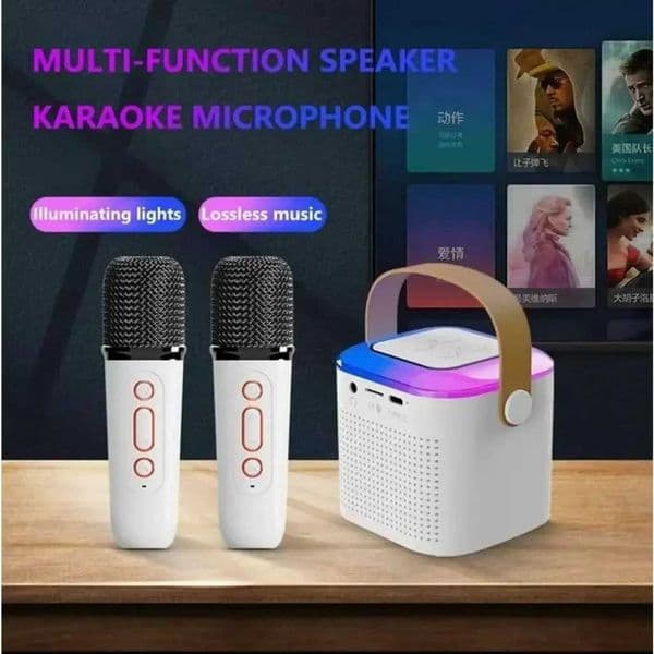 Y1 Wireless Speaker Multifunction with 2 Microphone RGB Portable Music Player Karaoke Machine for Child Home Gift M251201