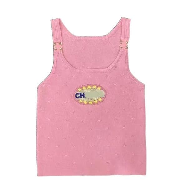 Women new candy neon color spaghetti strap knitted designer vest letter appliqued tanks camis SMLXL Z260528