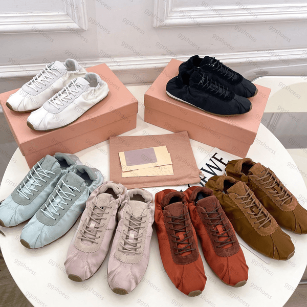 Womens Plume Satin Sneakers designer ballerina plume Sneakers Comfort Flat Casual Ballet Sneakers Luxury Sports Shoes