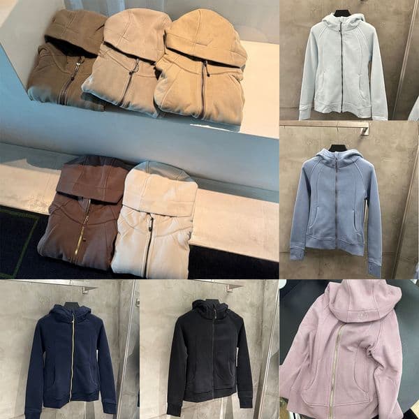 Designer Womens Slim Fit Hoodie Embroidery Pattern Zipper Fleece Coat Women Yoga Sportswear Winter Casual Outerwear