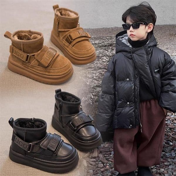 Children's Snow Boots 2025 Winter New Men's Shoes Big Cotton Shoes Boys' Plush Shoes Girls' Shoes Baby Boots