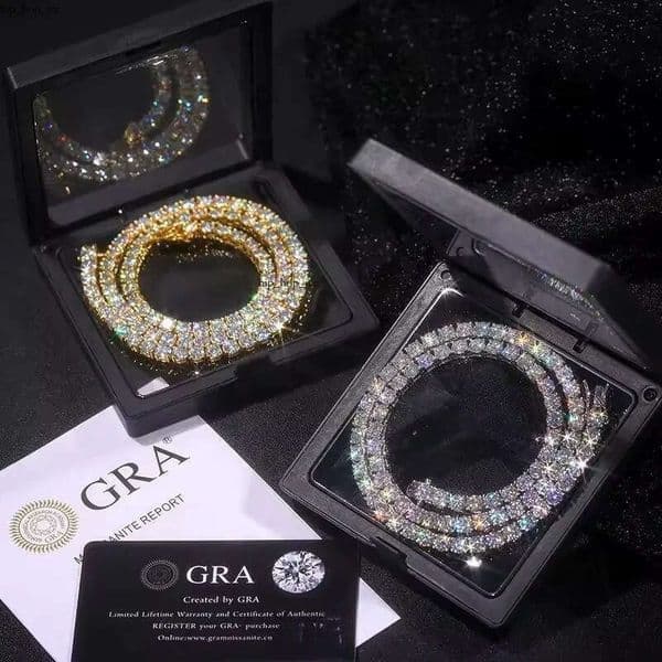 chain Hip Hop necklace GRA fashion Jewelry Pass Dia Tester 4mm 5mm D color vvs moissanite iced out cuban GRA tennis bracelet 13