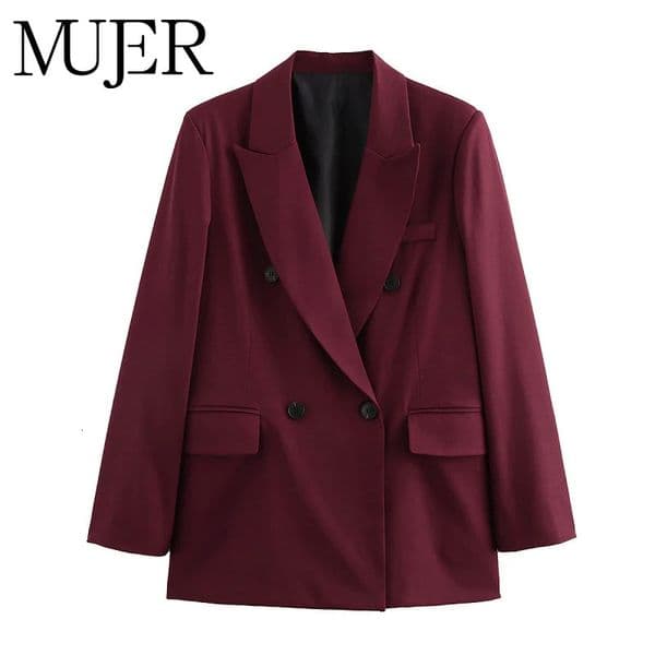 MUJER Straight Womens Blazers Office Long Blazer Woman Sleeve Oversized for Women Outerwears Vintage Coats 251201