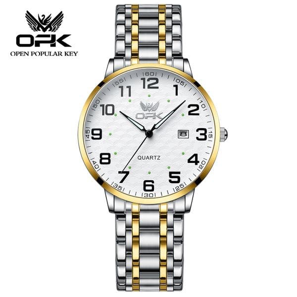 OPK Free Shipping New Designer Watch Dropshipping Cross-border Hot Sale Fashion Waterproof Steel Band Single Calendar Trendy Men's Watch