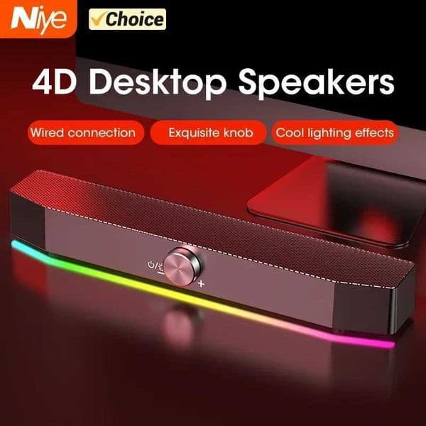 Wireless Soundbar 4D Surround RGB Lights Deep Bass Subwoofer for Home Theater PC Gaming LaptopMultiroom Speaker 120W M251201