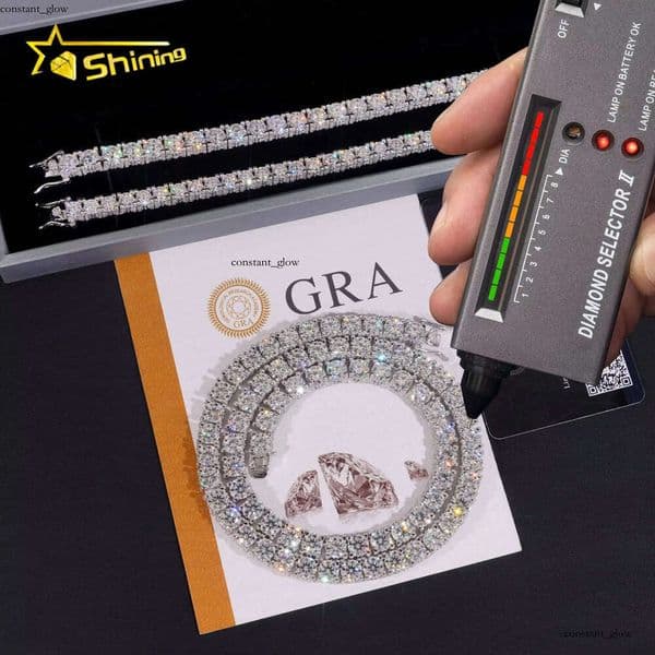 2026 RTS Factory Price Hip Hop 925 Sterling Silver 5mm 6.5mm VVS Diamond Necklace Fully Iced Out Moissanite Tennis Chain 28 a7