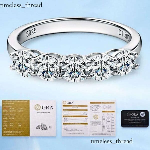 Luxury Moissanite Band Promise Ring for Women 100% Original 925 Sterling Silver D White Gold Diamond Rings Eternity Wedding Fine Jewelry Gift US Size 4-10 15