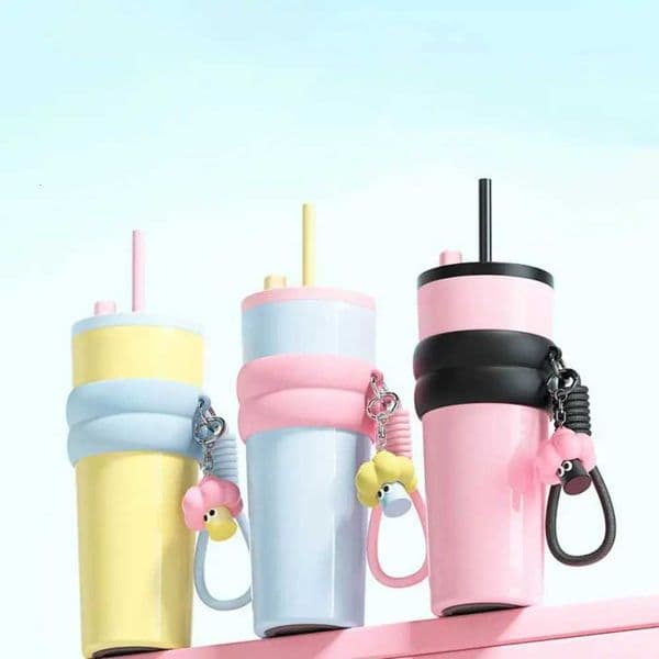 Winter 710ML Vacuum Cup Bow 316 Stainless Steel Insated Cup Gift With Lifting Rope Thermal Water Bottle for Student Children H251201