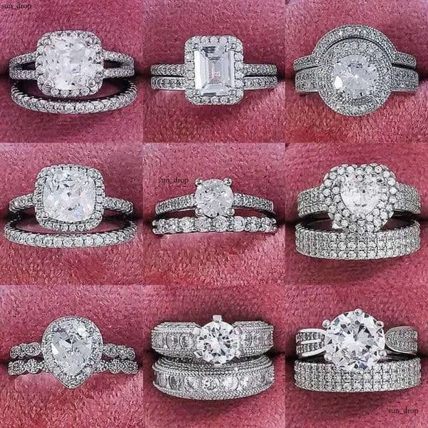 Band 2023 New Sterling Sier Big Wedding Rings Set for Bridal Women Engagement Finger Party Gift Designer Jewelry J230517 28 42