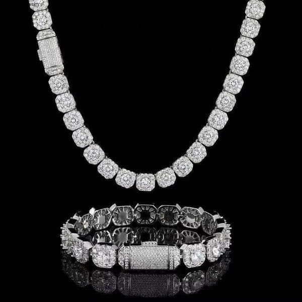 Necklace bracelet Moissanite Diamond Custom Vvs Cuban Link S Sier 10mm Large Tennis Chain Solid Back Hiphop ac 31