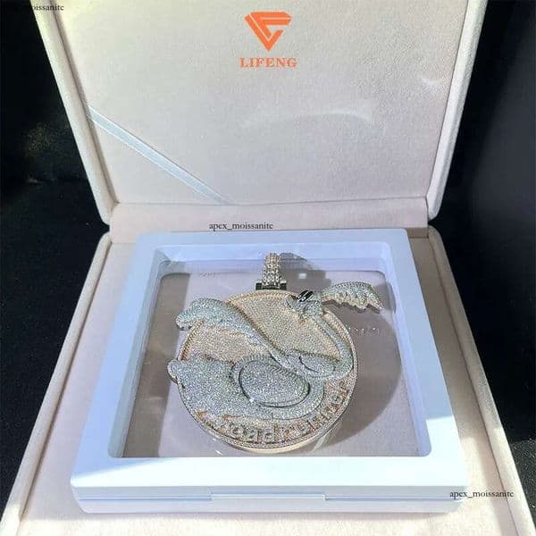 Customized Pendant Iced Out Vvs Moissanite Miami Cuban k Chain Men Necklace 14K Hip Hop a1