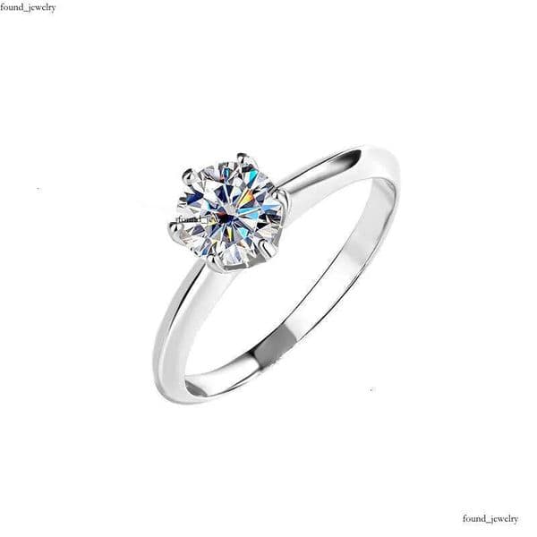 Designer For Women 925 Sterling Silver Plated Gold 0.5-5CT Moissanite Classic Six Claw Diamond Ring Girls Wedding Engagement Jewelry Woman Christmas Gift bc