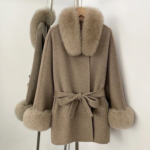 Wool Coat Winter Women Fashion Woman Woolen Jacket with Fur Natural Womens Female Clothing in Jackets 251201