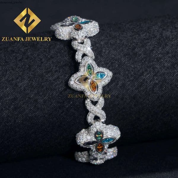 Fine Jewelry Luxury Flower New Fashion Clover Bracelets Sterling Silver 925 Gold Plated Moissanite Cuban Chains e6