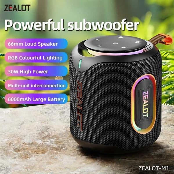 ZEALOT-M1 30W Wireless SpeakersRGB Light30 Hours Playtime Waterproof IPX 6Wireless Speaker Dual Pairing 6000mAh Battery M251201
