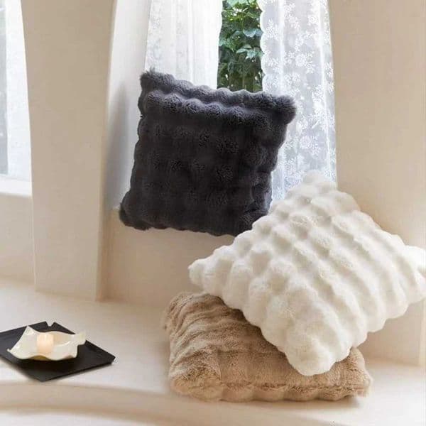 Soft Fur Cushion Cover 4545cm Cozy Plush Decorative low Cover for Living Ro Sofa Decor lowcase White Grey Cushion Case H251201