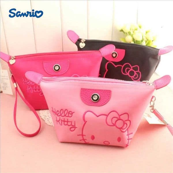 Sanrio Anime Makeup Bag kawaii HelloKitty Cartoon Y2K Girls Storage Bag Cartoon Kawaii Large Capacity Waterproof PU Handbag Gift H251201