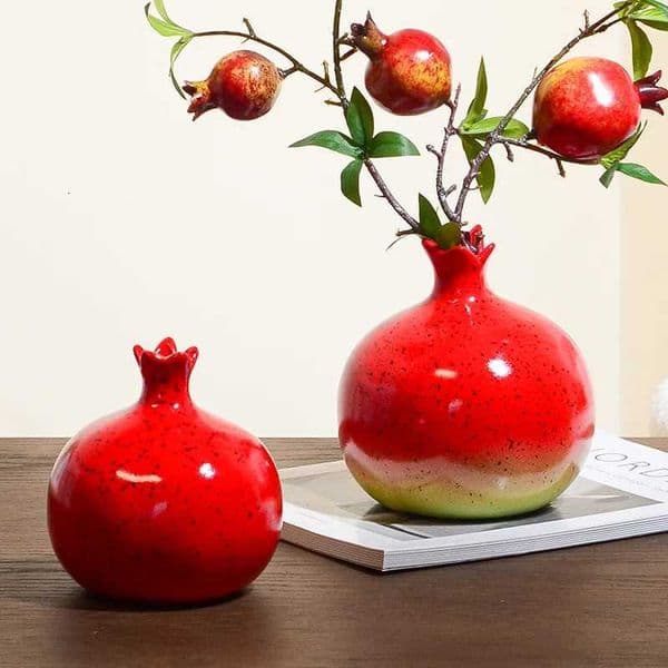 1pc New Chinese Style Pegranate Ceramic Vase Creative Flower Vase Desktop Decoration Ornament Housewarming Y251201