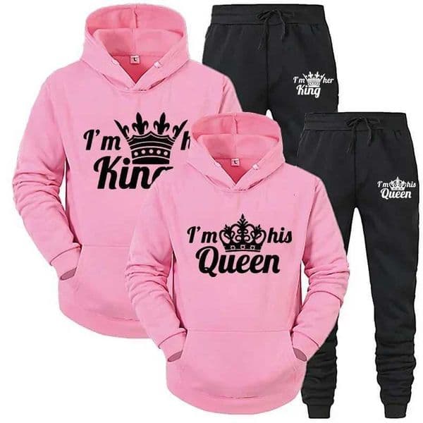 Lover Tracksuit Hoodies Printing QUEEN KING Couple Sweatshirt Hooded Clothes Hoodies Women 2 Piece Set Men Women Sportwear W251202