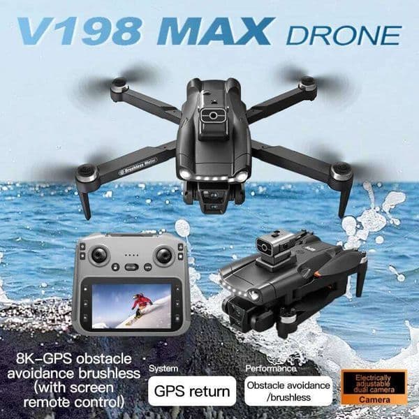 New V198 GPS MAX Drone With 8K Professional HD Camera 5G Wifi Brushless Laser Barrier Avoidance Folding Quadcopter