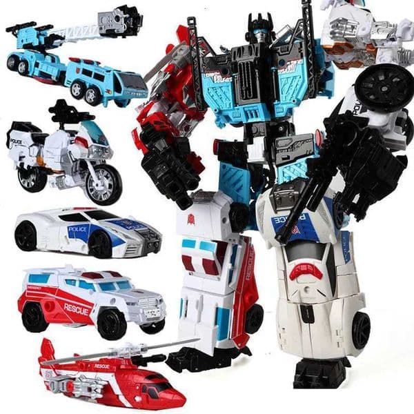 New HaiZhiXing 5 IN 1 Transformation Toy Anime Devastator Robot Car Action Figures Aircraft Tank Motorcycle Model Kids Gift Y251129