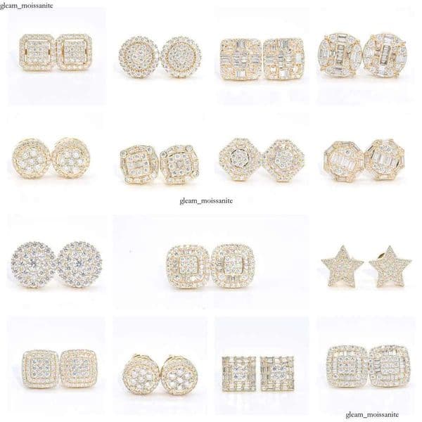 Wholesale Vvs Diamond Earring Factory Price 10k 14k 18k Solid Gold Round Brilliant Cut Moissanite Hoop Stud Earrings GRA Men Women