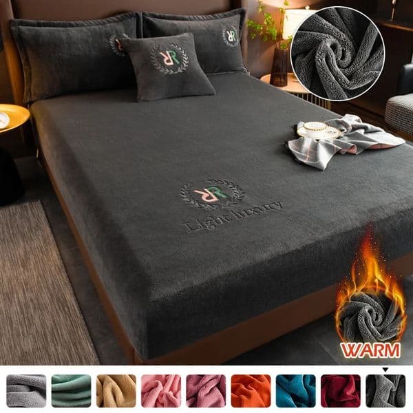 Soft Plush Fitted Sheet Solid Flannel Elastic Band Fitted Sheet Mattress Protector Cover Velvet Bedspread Mattress Cover 251128