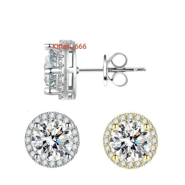 1 Carat Moissanite Halo Stud Earrings for Women Engagement Wedding Daily Work Party Travel Luxurious Gift 925 Sterling Silver