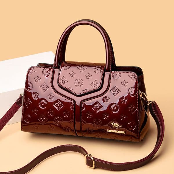 Luxury Bag Women's 2025 New Arrival Patent Leather Handbag with Glossy Finish & Embossed Design - Premium Quality Elegant Shoulder Bag
