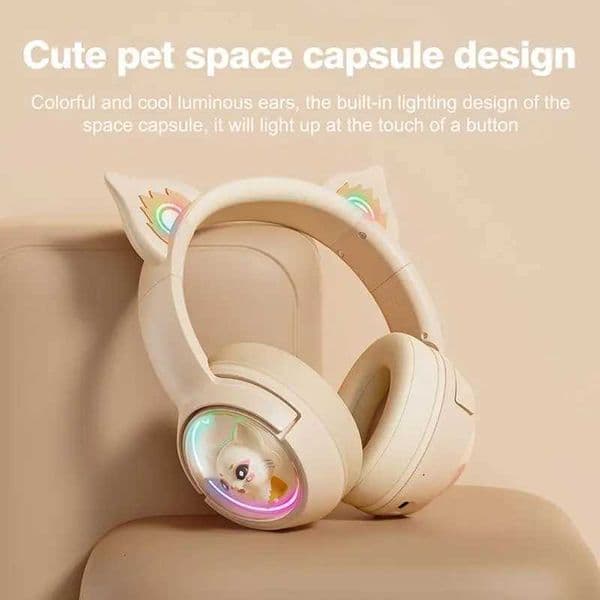 ONIKUMA B5 RGB Lighting -mounted Cute Pet Spaceship Wireless phones HD Mic HiFi Stereo Sound Game set Y251202
