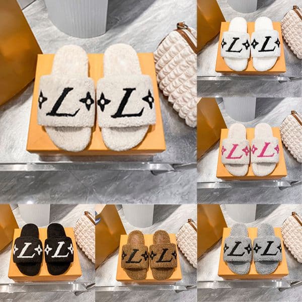 Designer Wallet Wool Slippers Womens Ladies Fur Slides Luxury Winter Warm Letters Paris Sandals Mens Comfortable Fuzzy Flat Girl Home Fluffy Furry With Strap 35-46