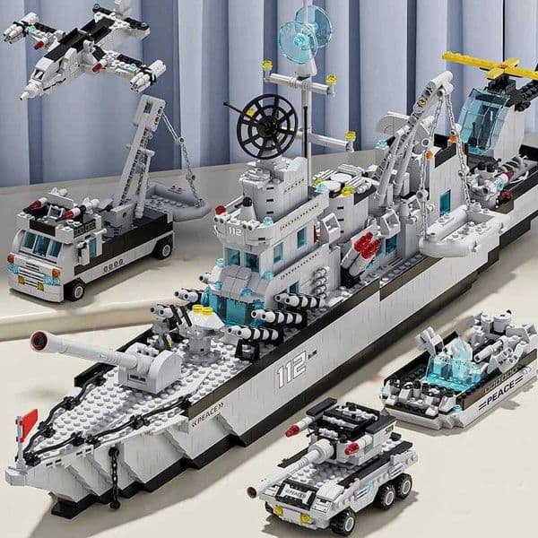Large Navy Aircraft Carrier Building Blocks Military Warship Airplane Set Kids DIY Construction Toys Christmas Birthday GiftXJ251202