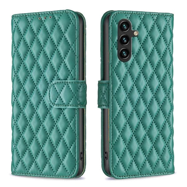 Phone Cases For Samsung Galaxy A27 A37 A57 A17 A07 S26 FE Edge S25 FE A16 A36 A26 A56 A35 A55 S24 A15 A05 4G 5G Pro Ultra Plus Grid Wallet Leather Flip Case Cover Fundas