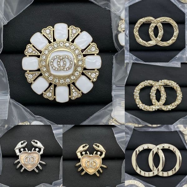 Two-tone color Brooch Crystal Letter Pins Brooches Designer Men Copper Material Classic Jewelry Pin Marry for Women Trendy Gift Option Stylish Accessories