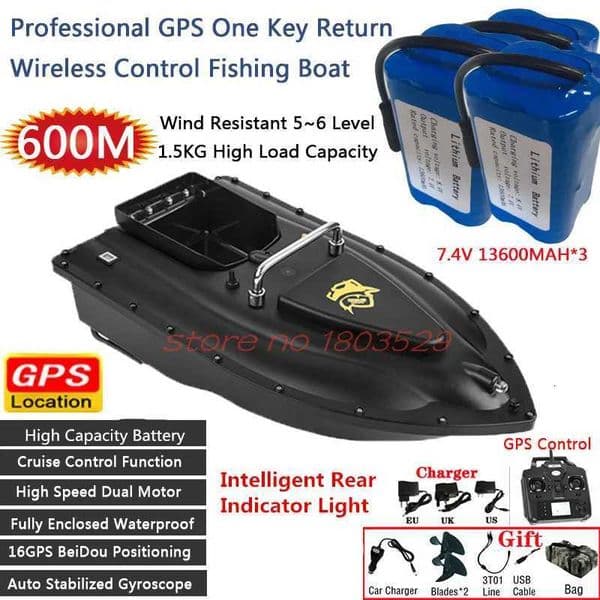 16Point GPS Fishing Bait Boat One Key Return 600M GPS Control Fishing Boat 15KG Load Cruise Control High Speed RC Bait Boa X251202