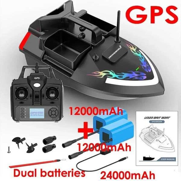 VWVIVIDWORLD 2024New24000mAh40GPS RC Fishing Bait Boat2KG Loading 500M Night Light Cruise/Return/Route Correction X251202