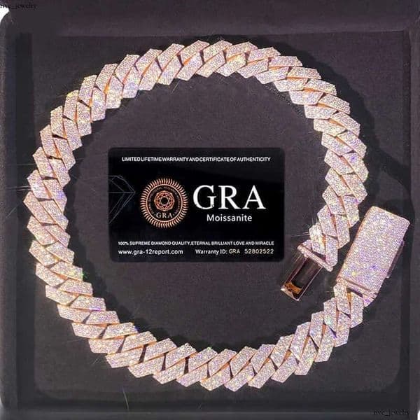 Bracelet Designer Jewelry Cuban 18k k High Quality 3 Rows VVS GRA Moissanite IGI Dia Chain White 14k Rose Gold Plated Hip-hop Chains for Men Necklace 93