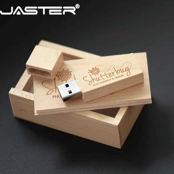 JASTER USB 20 customer wooden box USB flash drive maple wood pendrive 4GB 16GB 32GB 64G U disk memory stick External StorM251202